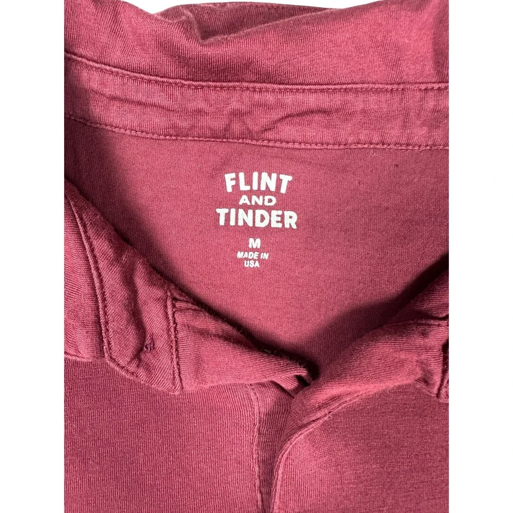 Flint and Tinder Polo Mens M Red Shirt Supima Cotton Made in USA Short Sleeve